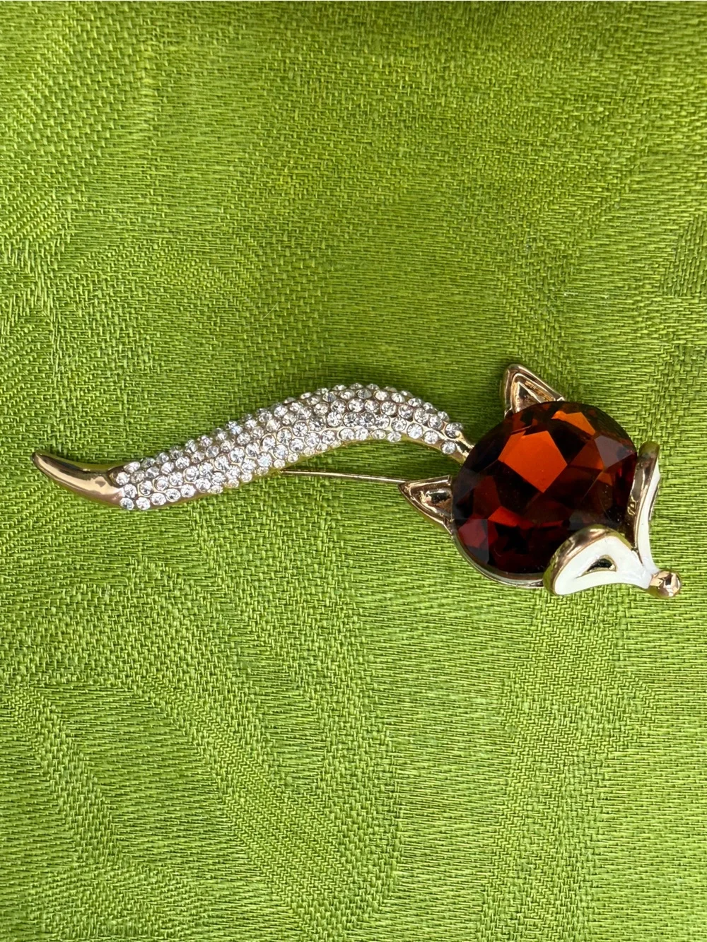 FOX Rhinestone Brooch